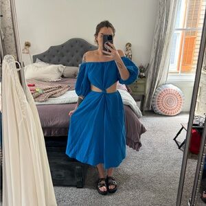 Farm Rio cutout waist linen midi dress NWT size M